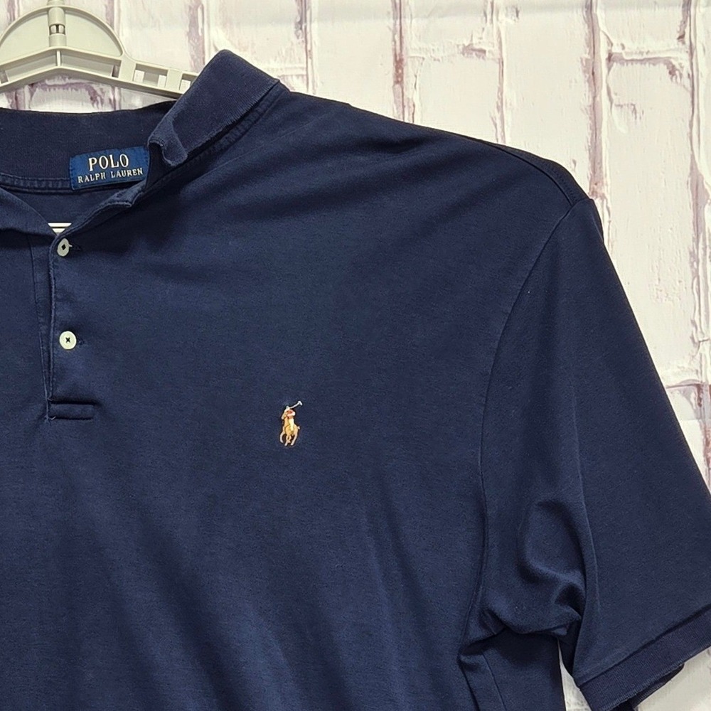 Polo Ralph Lauren Mens 2XLT Navy Blue Short Sleeve Cotton Jersey Polo Shirt